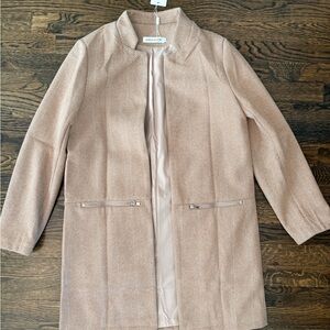 Lands' End Women's Blush Herringbone Collarless Trench Coat